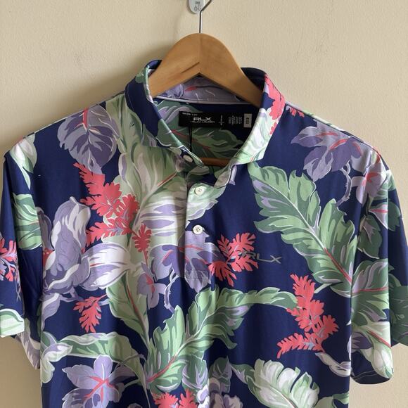 RLX Ralph Lauren Classic Fit Performance Polo Shirt Mens M Hawaiian Floral Golf - Picture 2 of 11